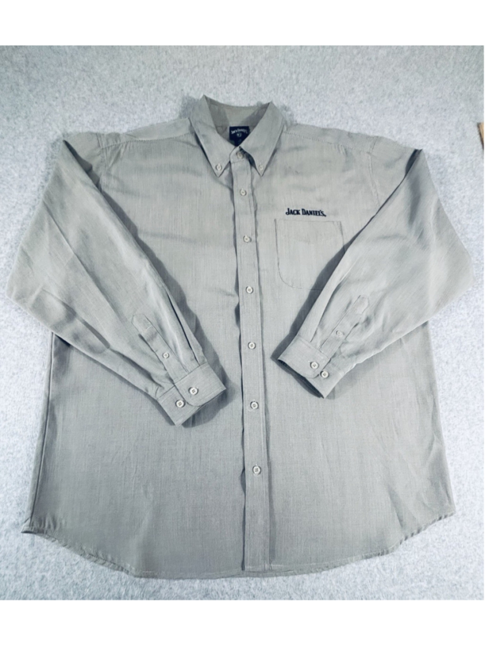 Jack Daniels Button Up Shirt‎ Mens XL Gray Embroidered Logo Long Sleeve Casual
